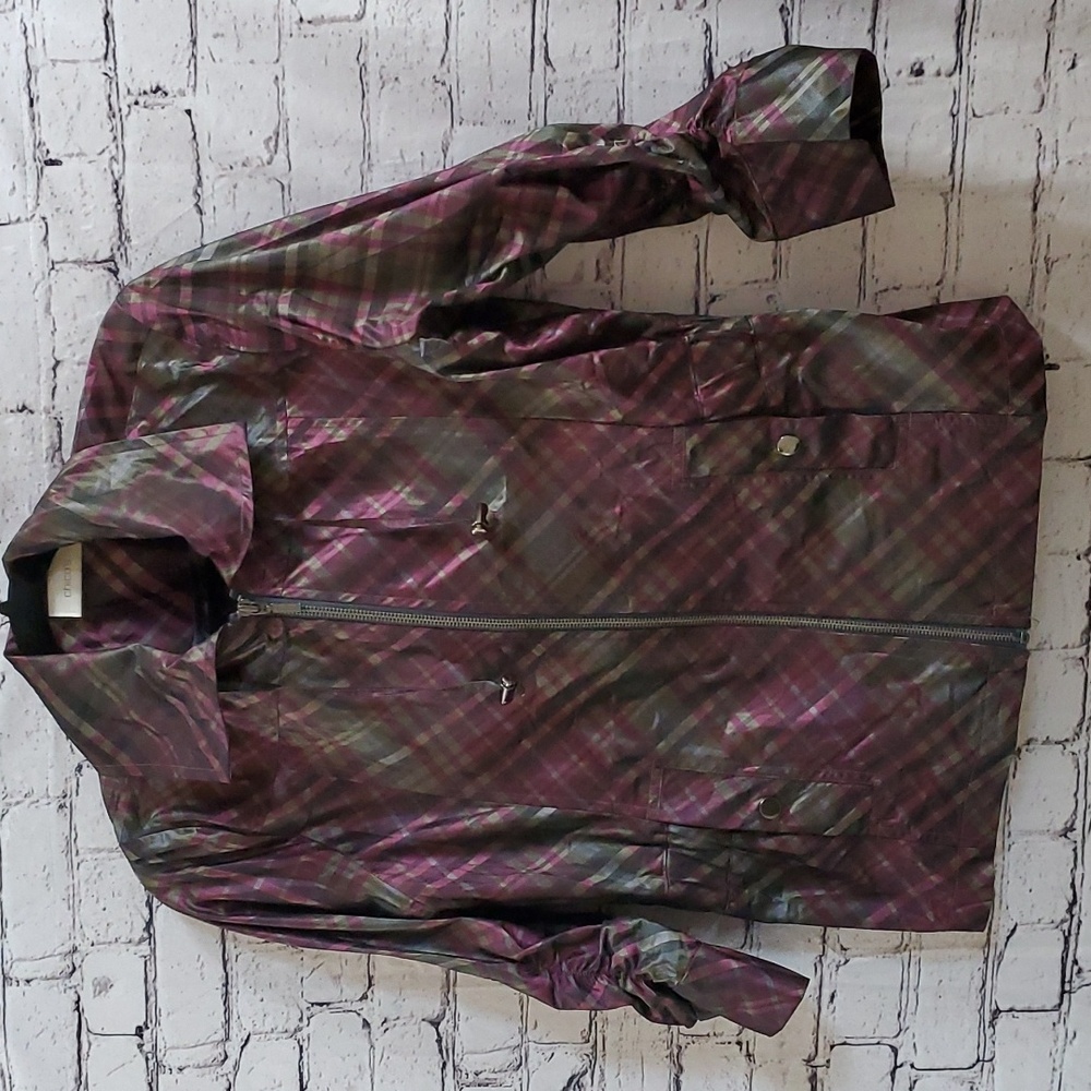Chico's Plaid Windbreaker Purple and Green — Chico's Size 1/US 8 Medium - Picture 8 of 9
